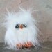 Furry white baby Owl Owlthea sweet recycled faux fur wool felt rare bird (woolcrazy)