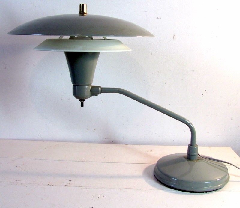 Vintage industrial metal grey Swivel Desk Table lamp