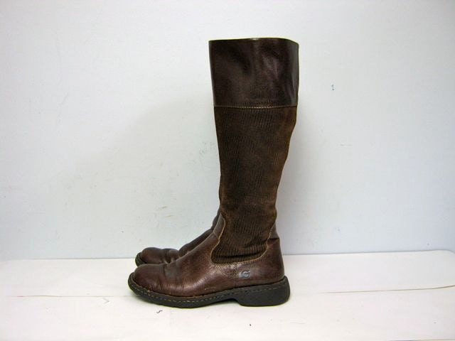 RESERVED women's tall brown leather corduroy boots 8.5