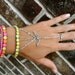 SALE Neon Slave Bracelet Set with Angel Wings & Hand Painted Rhinestones