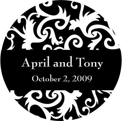 Damask Wedding Stickers 2 inch round - Damask DK001CI (set of 100)