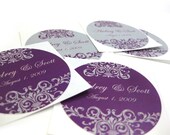 100 Custom Damask Wedding Stickers 2 inch Circle Labels - Deluxe DK005CI