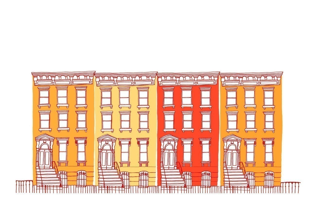 Houses All in a Row (orange)