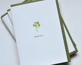 Six Letterpress Thank You Cards with Green Hydrangea Blossom