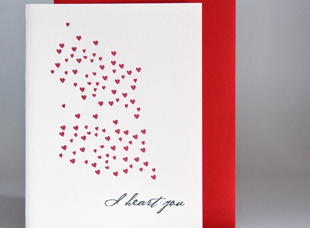 I Heart You Love Letterpress Valentine Card