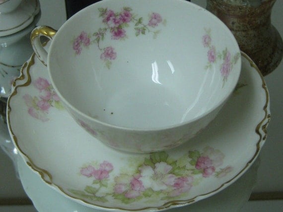 HAVILAND LIMOGES TEA CUP AND SAUCER MADE IN by RareEarthProducts