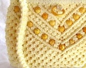 Vintage Bag- Yellow Macrame Tote Bag