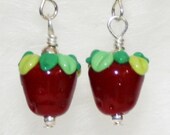 Sweet Strawberry Lampworked Glass Earrings