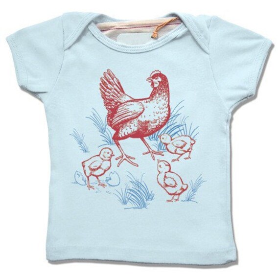 Organic Farm Chicken Infant Bodysuit, organic cream short sleeve, baby and kids sizes, Hen & Chicks design