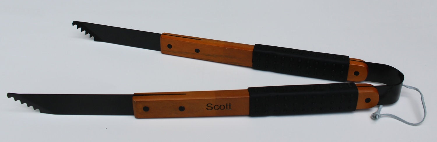 Groomsmen or Father's Day Gift - Grill & BBQ Non-Stick Tongs - Personalized with your man's name.