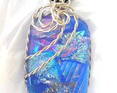 Stirling Silver Wire Wrapped Dichroic Glass Pendant & Necklace