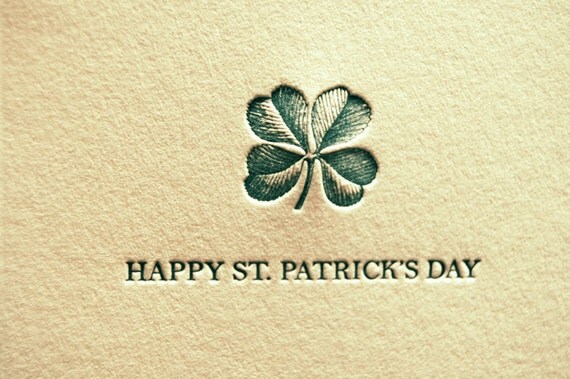 Reserved for David- Happy St. Patrick's Day - 4bar Letterpressed Card and Envelope (15)
