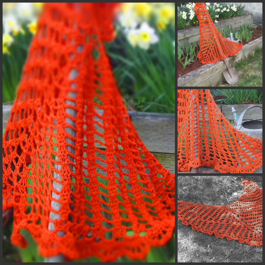 top down beginner shawl : 36 on 3-6 any yarn any weight any gauge lace crochet shawl pattern only