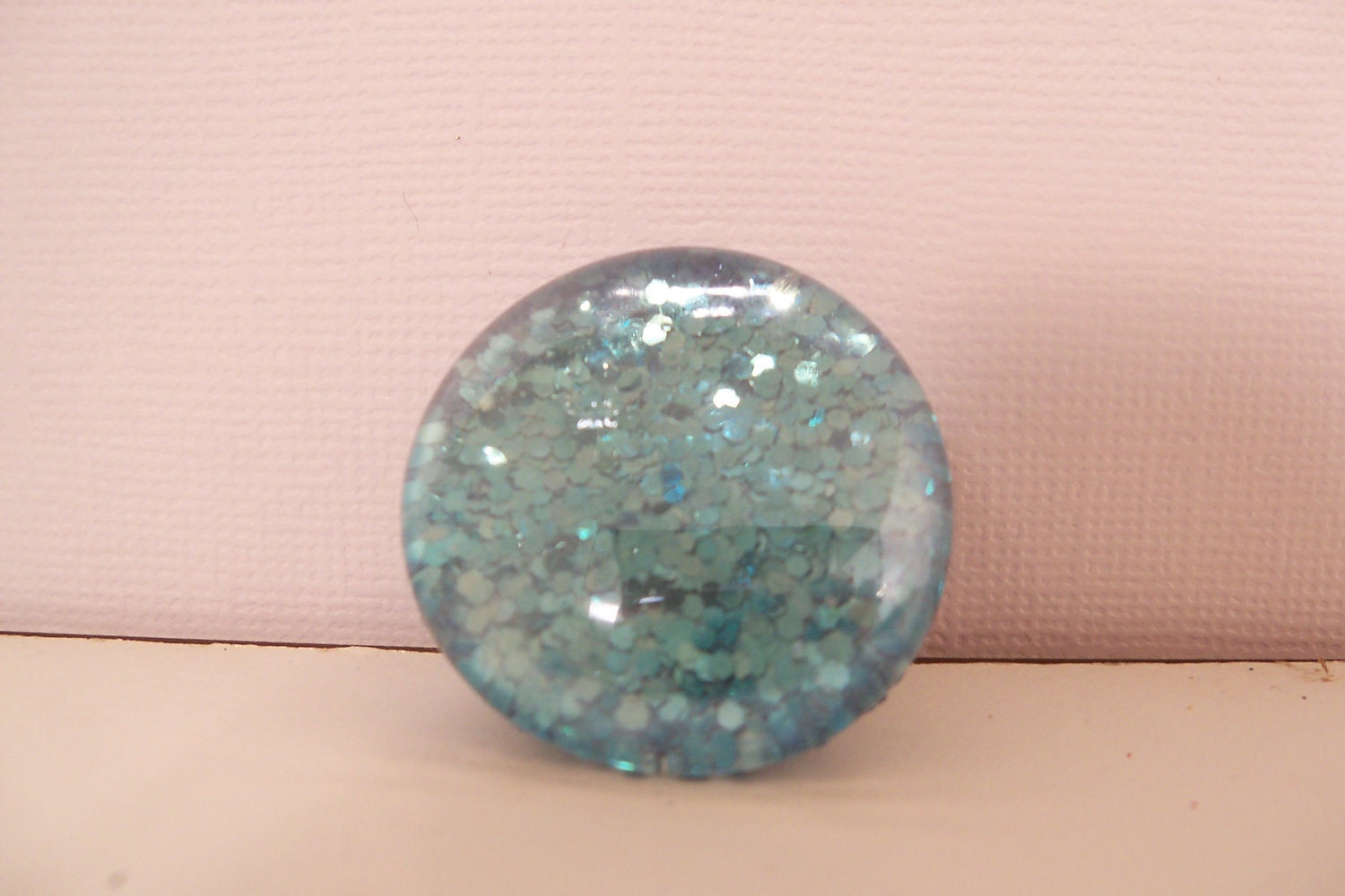 Glass Marble MAGNETS Bright TEAL Turquise BLUE  Sparkly Glitter Refrigerator Office Lockers Friends Gift