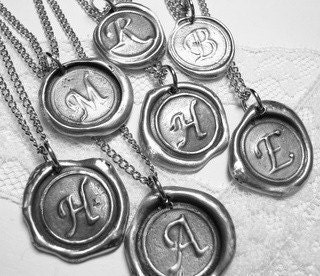 MINI monogrammed wax seal necklace, Letter of your choice