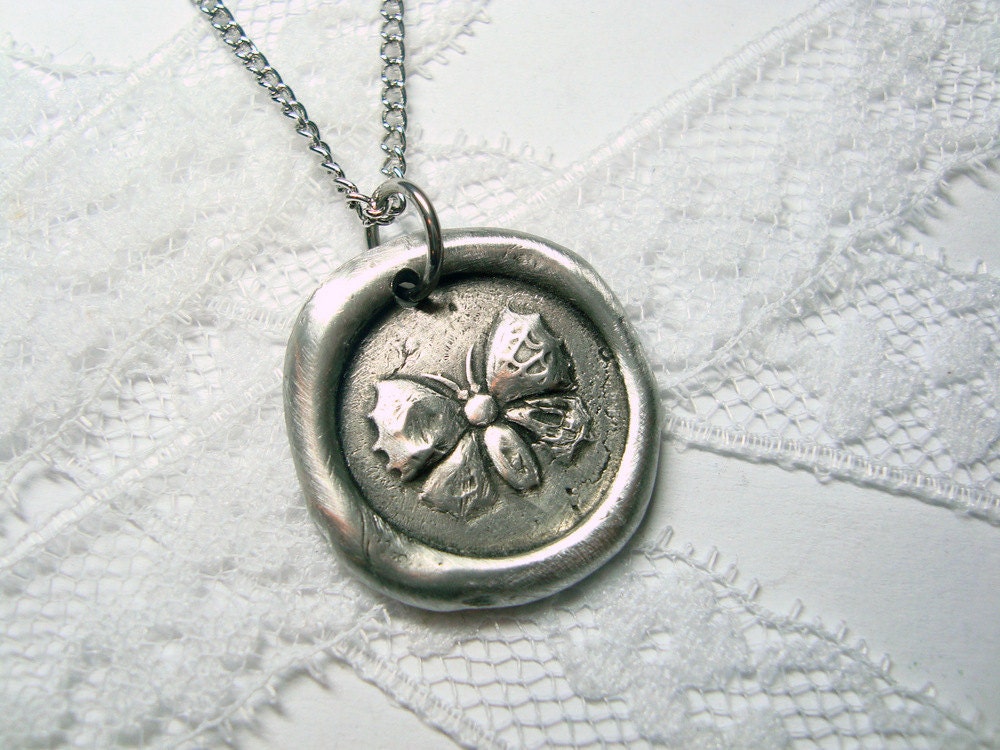 Butterfly necklace as seen on CMT Texas Women, wax seal pendant