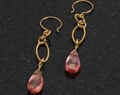 Summer Sunset - Pink and Gold Dangle Earrings