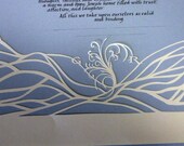 Classic Papercut Ketubah - blue art paper background