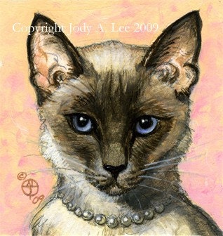 Balinese Cat Original Oil Painting