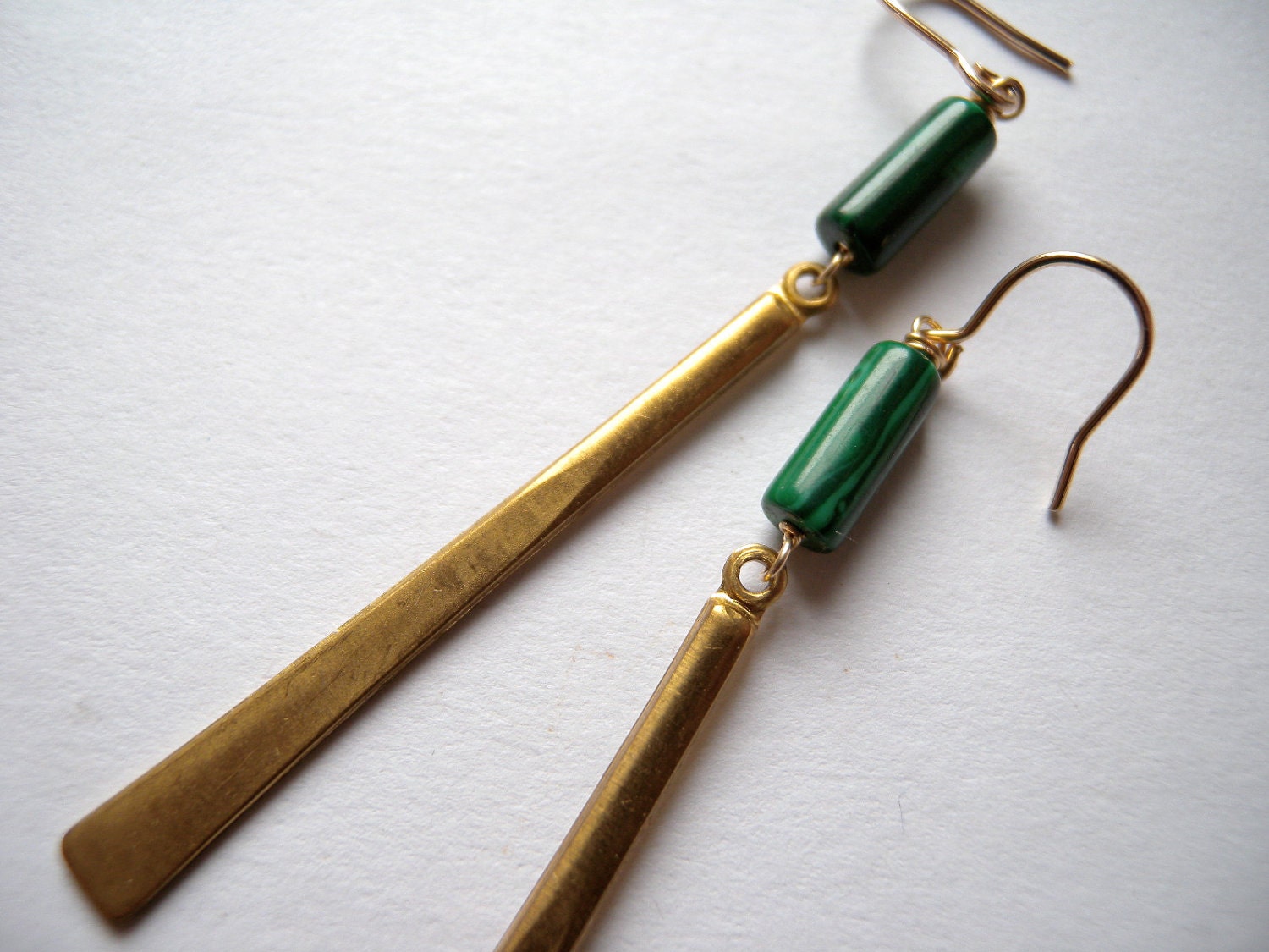 Green Malachite Vintage Brass Drops