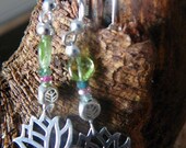 Lotus Earrings / Sterling Silver, Peridot, Tourmaline