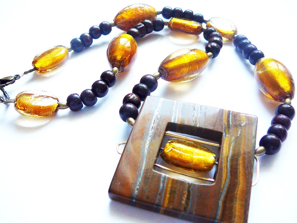 Living Centered, Strong and Calm  -  Necklace / Tiger Eye Center Piece