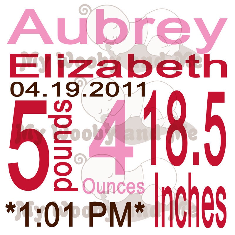 Personalized Baby Blanket - Birth Stats - You choose colors - Several Sizes Available - Photo Prop - Photography - Birth Announcement