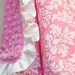 Cotton Candy Dandy Damask Minky Baby Blanket with Satin Trim ( Straight or Ruffled)...YOU CHOOSE Colors and Size.. Personalization Available