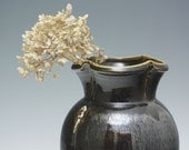 Large Onyx Black Wood Fired Altered Porcelain Vase