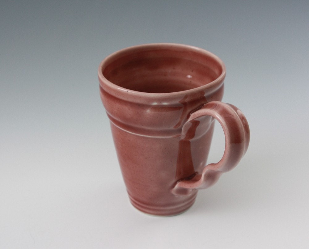 Wheel Thrown Porcelain Tapered Mug in Raspberry Red