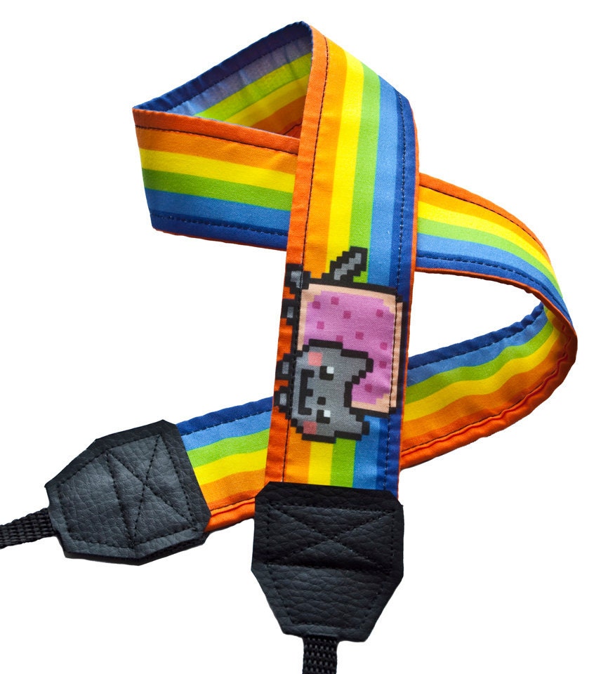 CUSTOM CAMERA STRAP - "nyan rainbow" - nyan cat limited edition - last one