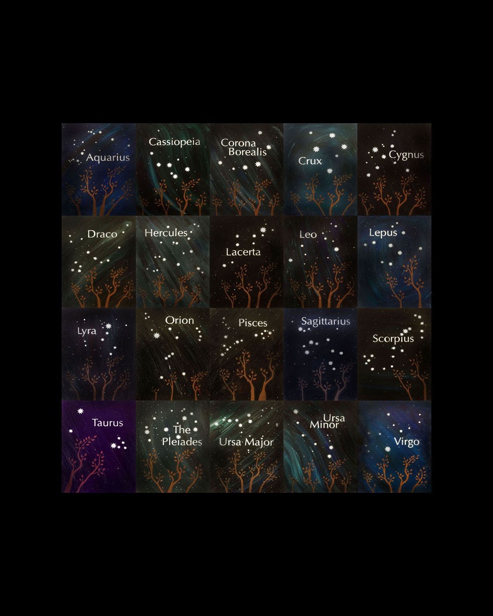 Constellations of 9-Pointed stars - 16x20 Giclee Poster Print