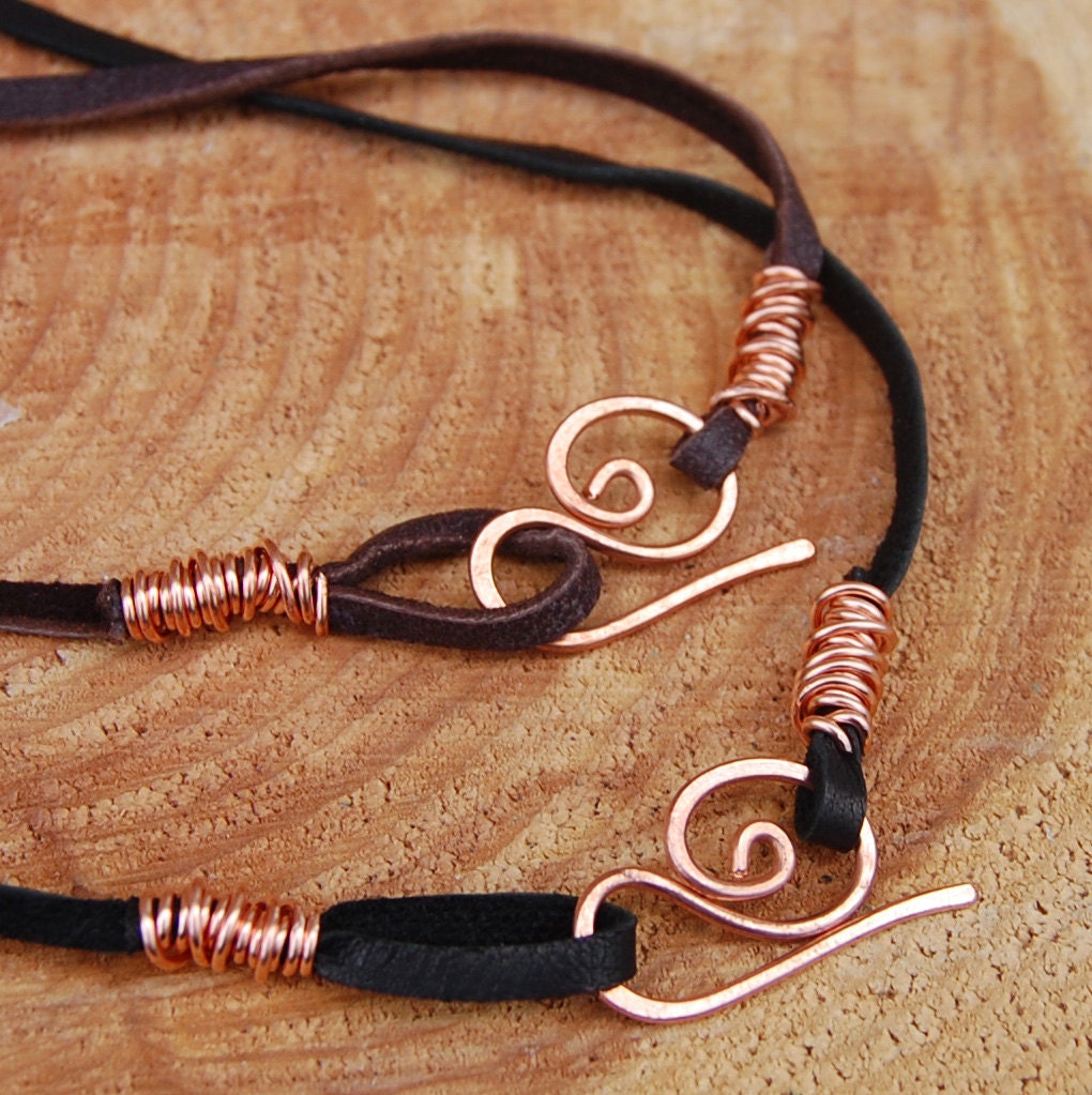 Copper. Deerskin. Leather. Cord. 18 inches.