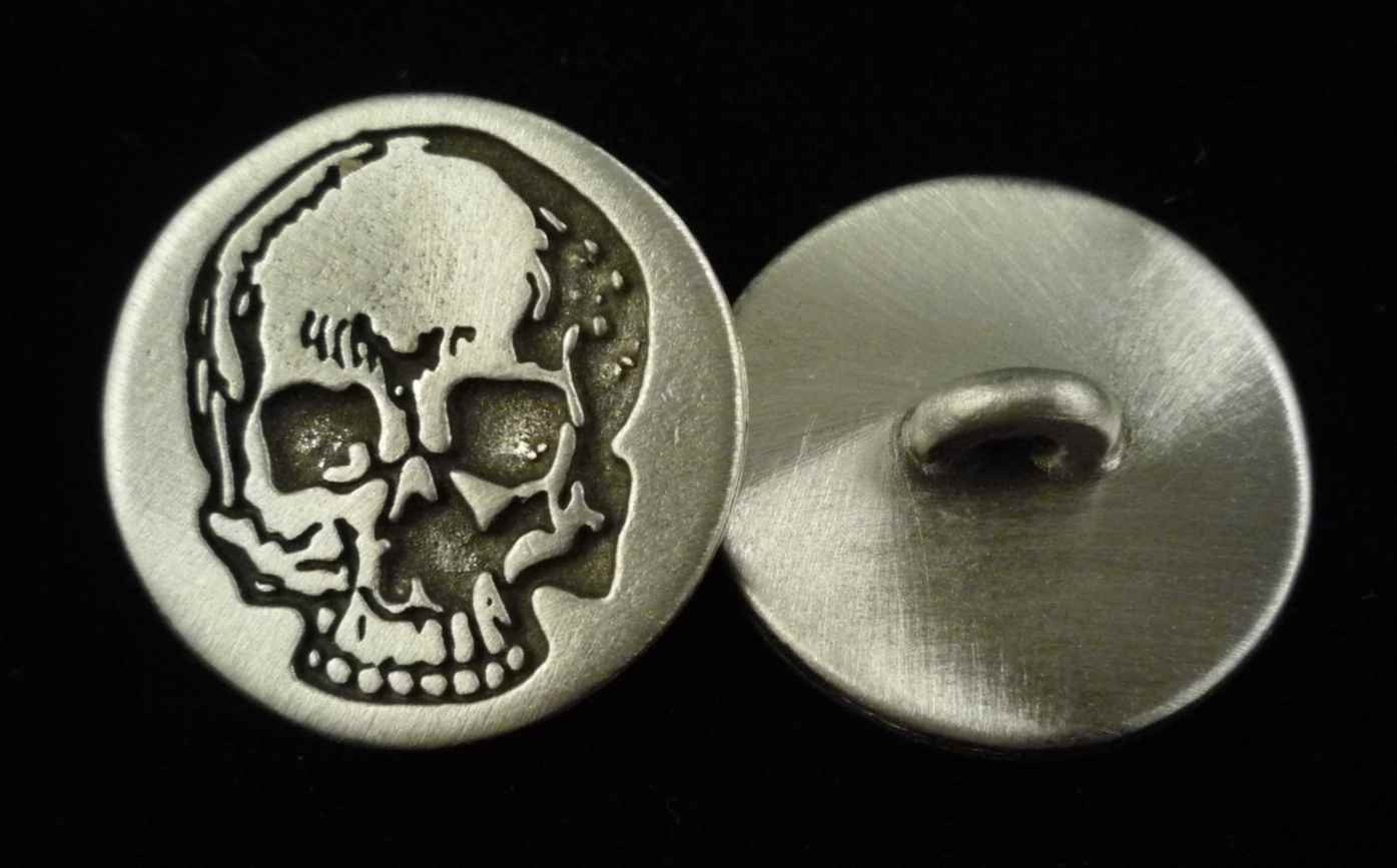 Skull Buttons made with Fine Pewter Set of FIVE by treasurecast