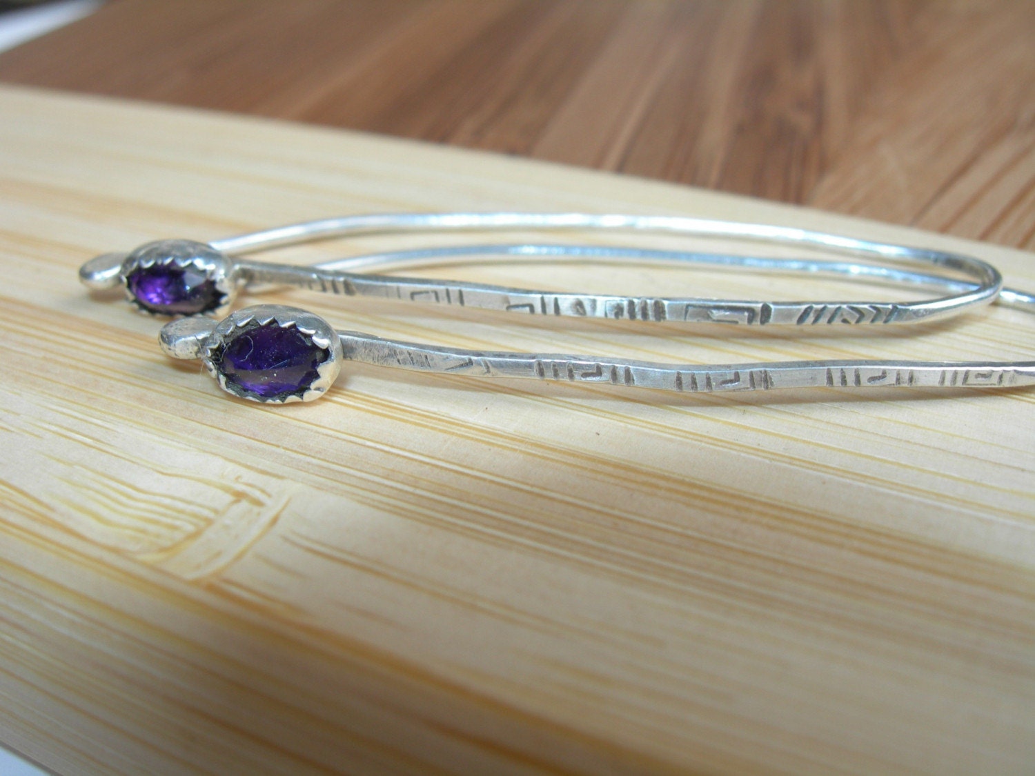 Lavender Stem Amethyst Earring