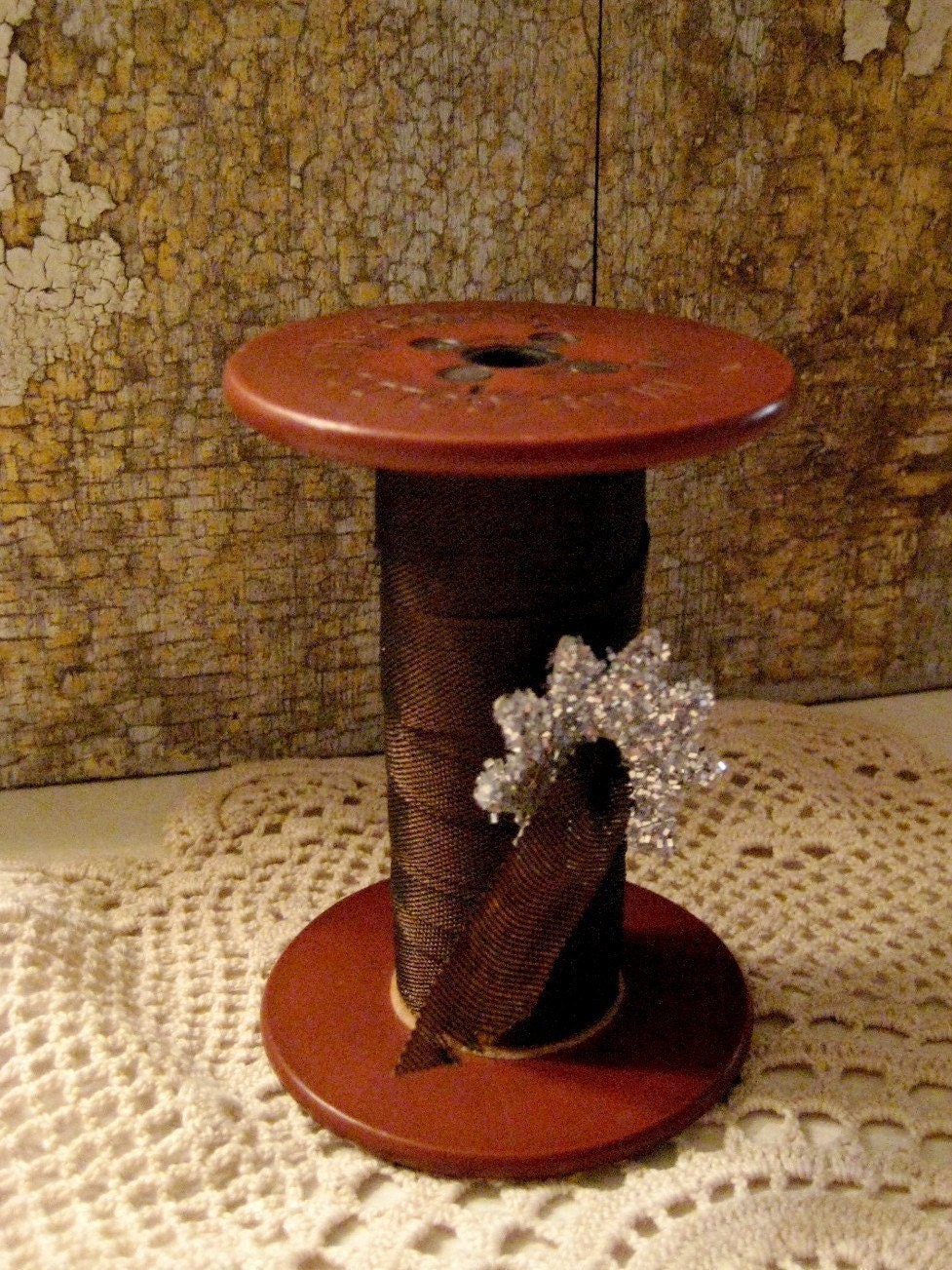 Seam Binding on Antique Spool - Vintage - DARK CHOCOLATE - French Market - Fabulous