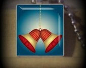 Elegant Christmas Bells  (EG 7) Vintage Scrabble Tile Pendant ..BUY 3 GET 1 FREE..