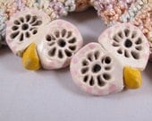 2 Pink Barn Owl Ceramic Buttons - Pink Buttons