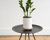 Striped Planter & Wood Tripod Stand