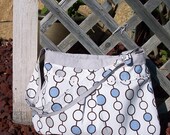 FREE SHIPPING SALE Blue, brown and gray poka dot bag, perfect for summer