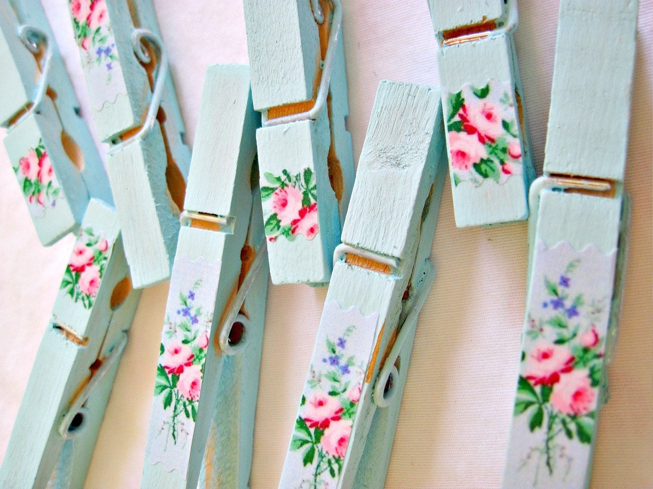 shabby aqua clothespins