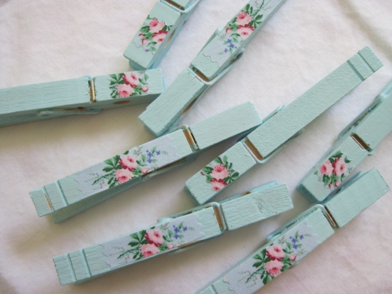 shabby aqua clothespins