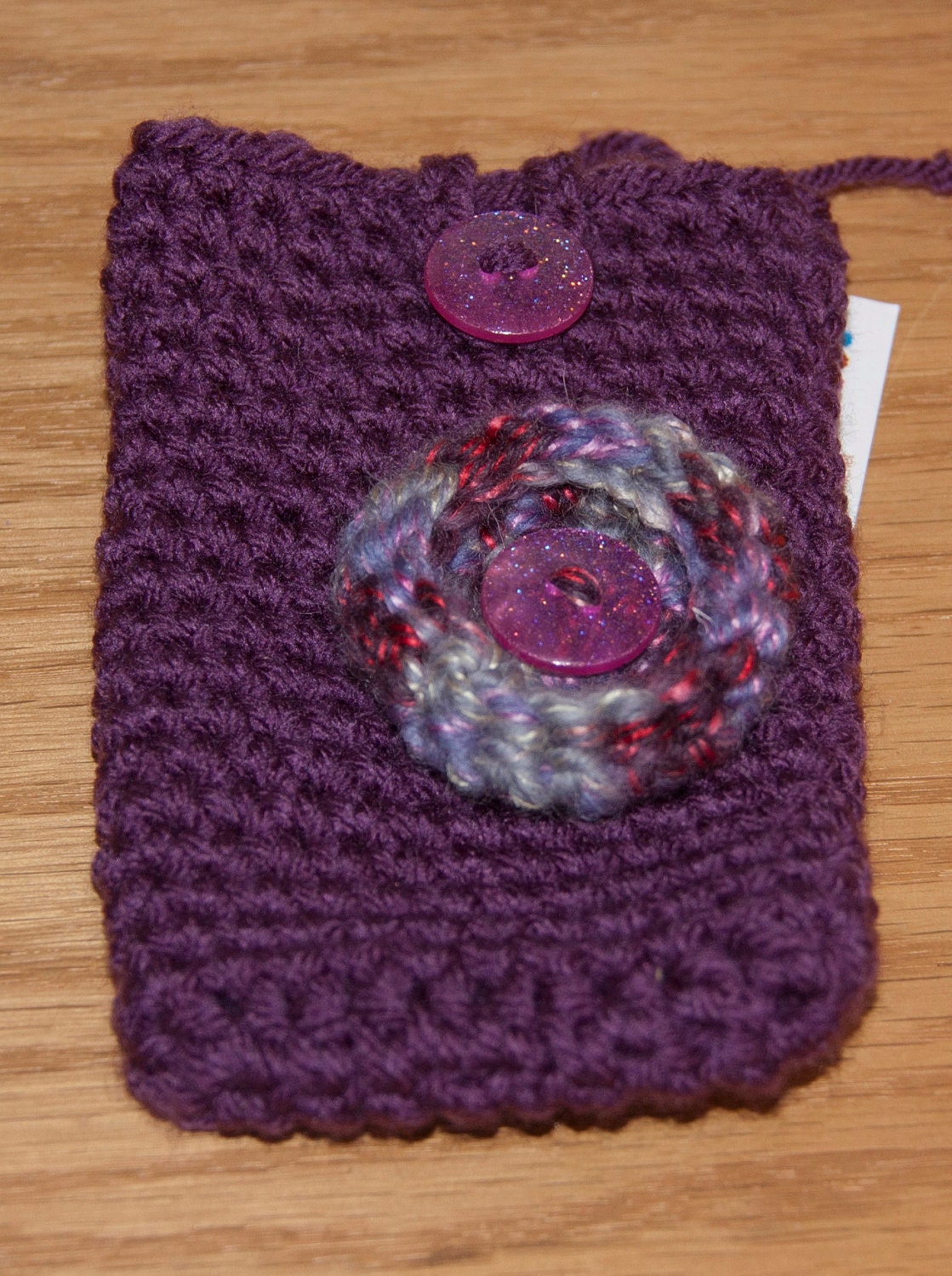 Eggplant with Button Flower  iPhone or iPod Sleeve/Cozy/Sweater for G3 and G4, and others FREE SHIPPING