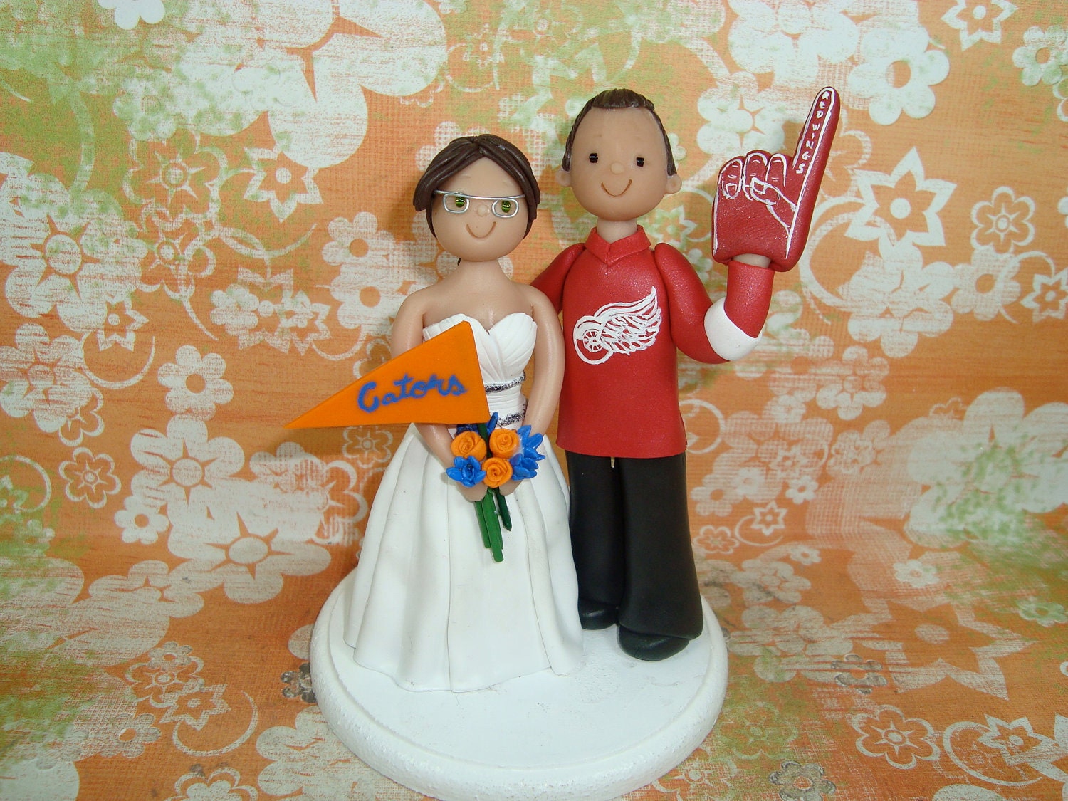Customized Bride and Groom Sports Fans Wedding Cake Topper