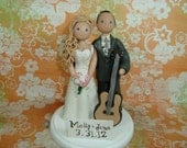 Customized Bride and Groom With a Guitar Wedding Cake Topper