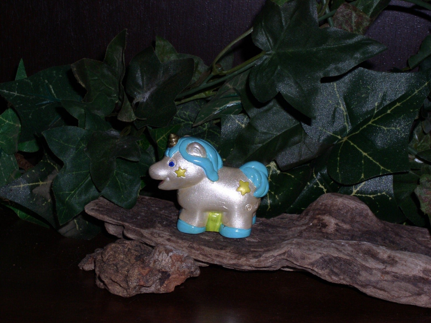 Hand Painted Blue and Pearl Unicorn Figurine
