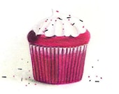 Colored Pencil Drawing of a Red Velvet Cupcake