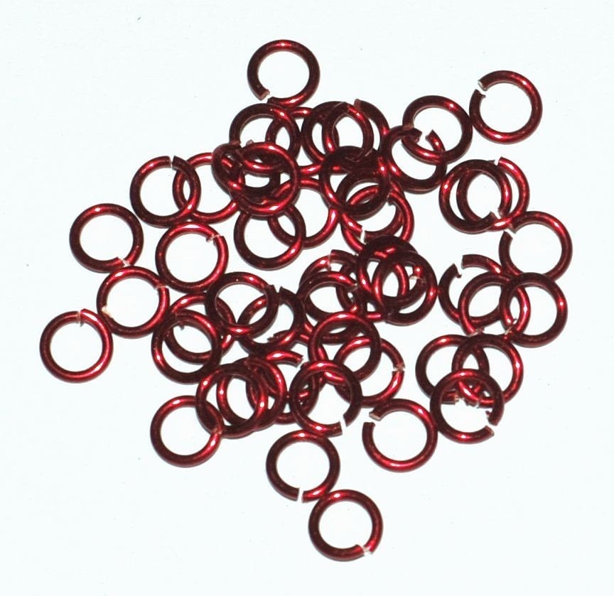 handmade red jumprings- 50 5mm