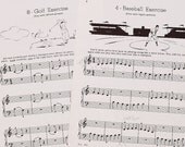 vintage sheet music- 1940s illustrated sheet music sports pages