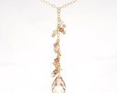 Eco Friendly 14k Gold Waterfall Crystal Necklace with Swarovski Crystals